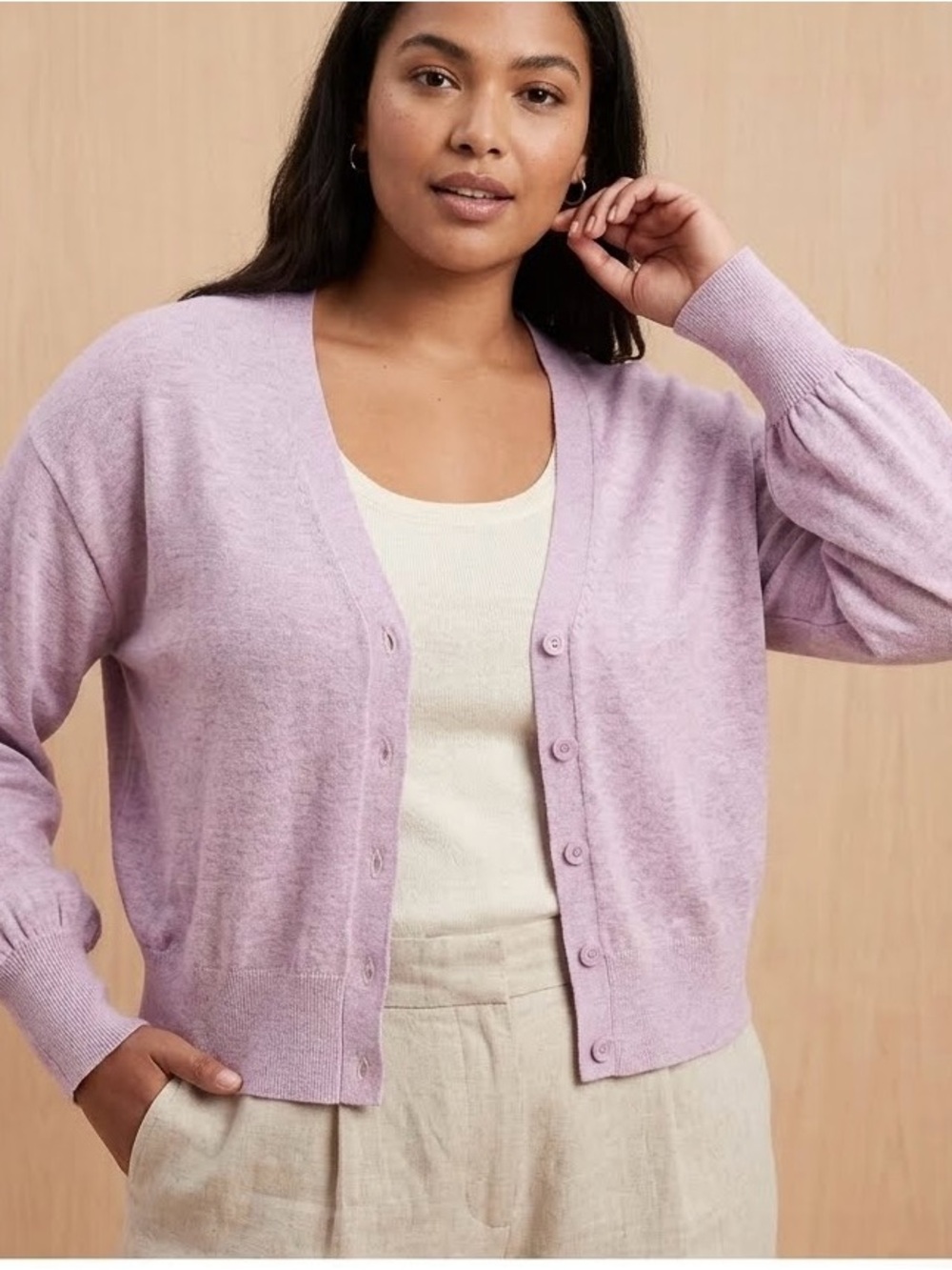 GAP Lavender V-Neck Button-Up Cardigan Sweater, size medium